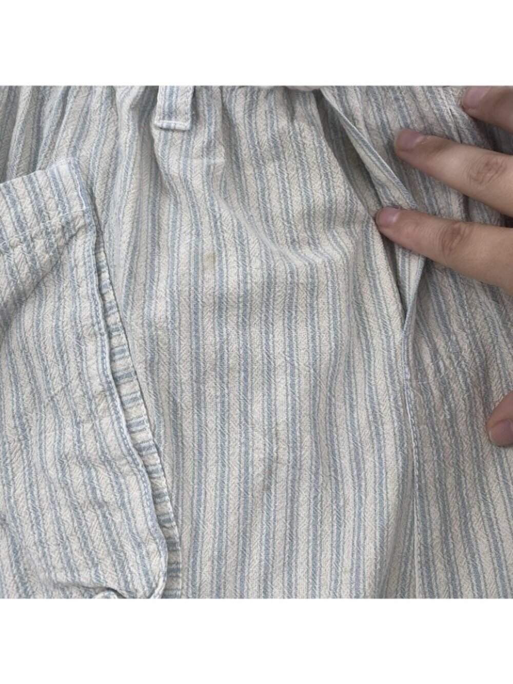 Free People Small Runyon Sky Blue Stripe Oversized Drawstring Harem Pants STAIN - Picture 13 of 16